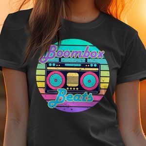 80s Retro Boombox Beats T-Shirt, Hoodie Sweatshirt, or Tank Top, 80s Music Lover Gift, Birthday Gift