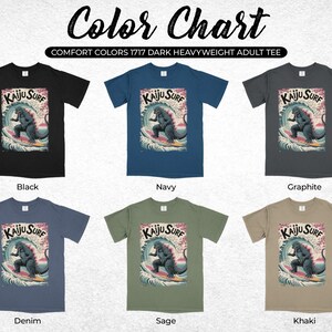 Kaiju Surf Adult T-Shirt, Surfing Monster Graphic Tee, Comfort Colors Heavyweight Tee, Vintage Surf Art Top, Fun Surfing Shirt