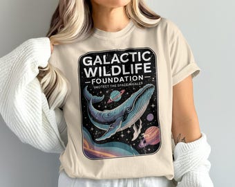 Space Whale T-Shirt, Galactic Wildlife Tee, Planet Whale Shirt, Protect Space Whales, Astronomy Tee, Outer Space Shirt, Whale Lover Gift