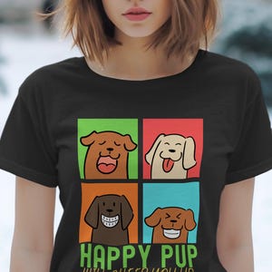 Funny Dog T-Shirt, Cute Cartoon Dog Faces Tee, Happy Pup Graphic Shirt, Cheerful Dog Lover Gift, Adorable Pet Humor T-Shirt