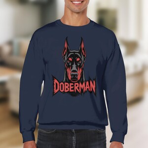 Doberman graphic sweatshirt, dog lover gift, cool canine apparel, unisex pullover, comfy casual wear, unique dog print sweater