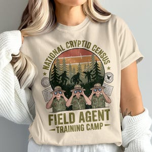 National Cryptid Census T-Shirt, Field Agent Training Camp Tee, Bigfoot, Mothman, Funny Cryptozoology Shirt