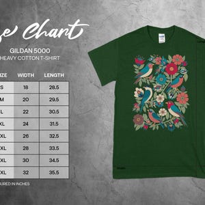 Birds and Flowers Graphic Tee, Green Unisex T-Shirt, Nature Inspired Shirt, Casual Tee, Wildlife Design, S-5XL Sizes, Eco Friendly Top