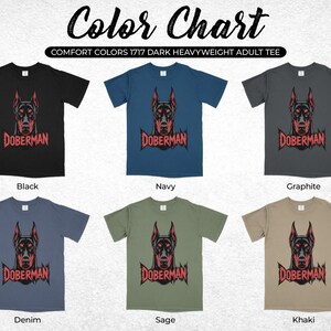 Doberman T-shirt, Comfort Colors Heavyweight Adult Tee, Doberman Dog Shirt, Unisex Graphic Tee, Cool Dog Lover Gift Idea