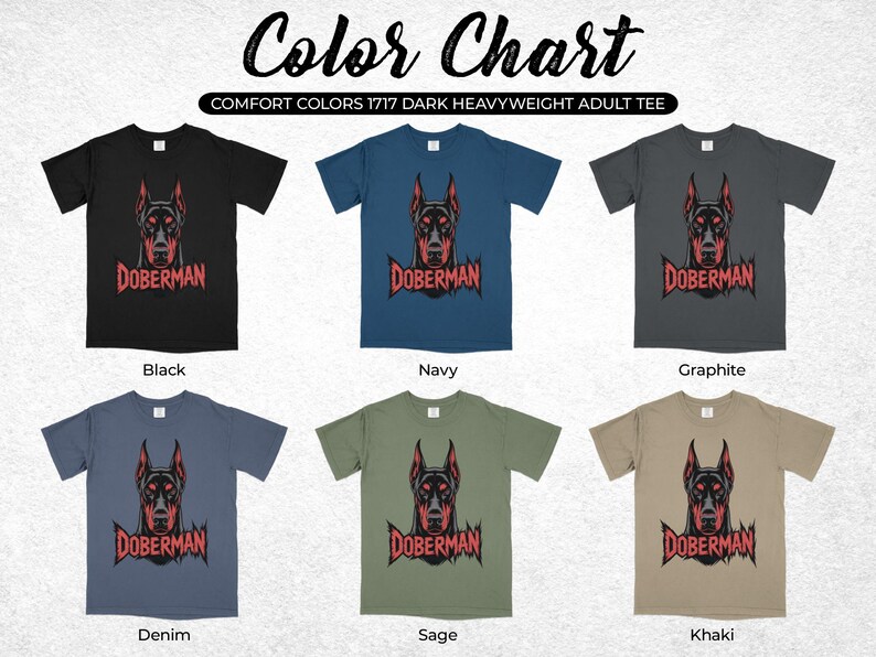Doberman T-shirt, Comfort Colors Heavyweight Adult Tee, Doberman Dog Shirt, Unisex Graphic Tee, Cool Dog Lover Gift Idea