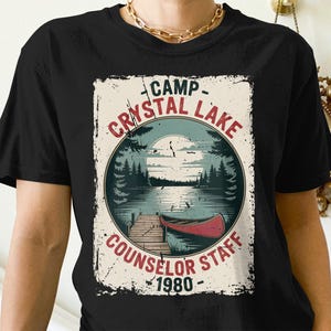 Camp Crystal Lake T-Shirt, Counselor Staff 1980 Tee, Vintage Camp Shirt, Horror Camp Gift, Summer Camp T-Shirt, Retro T-Shirt
