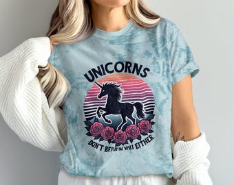 Camiseta divertida de unicornio, "Tampoco creas en ti", camiseta con gráfico de unicornio, linda camiseta de unicornio, regalo para amantes de los unicornios, camiseta mágica de unicornio
