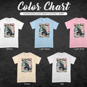 Kaiju Surf T-Shirt, Vintage Monster Tee, Retro Surf Graphic Shirt, Unisex Cotton Tee, Fun Summer Gift, Graphic Tee Shirt for Men and Women