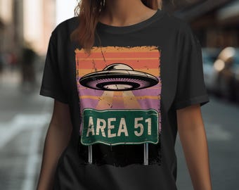 Area 51 UFO T-Shirts, Retro Alien Apparel, Distressed Sci-Fi Tee, Conspiracy Theory Gifts, Graphic Tees