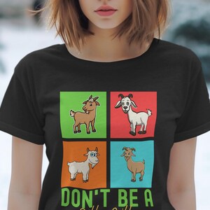 Funny Goat Cartoon Graphic Tee, Don&#39;t Be A Silly Billy Fun T-Shirt, Novelty Farm Animal Design, Comical Goat Lovers Tee, Humorous Shirt for