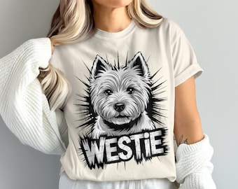 Camiseta de Westie, camiseta de West Highland Terrier, regalo para amantes de los perros, camiseta con retrato de mascota, camiseta de perro adorable, camiseta de raza de perro, camiseta de animal