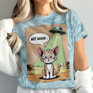 Funny Cat T-Shirts, Alien Abduction Shirts, Humorous Pet Shirts, Cute Feline T-Shirts, Space Humor Shirts