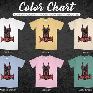 Doberman Graphic Tee, Dog Lover Shirt, Unisex T-Shirt, Casual Pet Apparel, Stylish Dog Tee, Comfort Colors Shirt, Trendy Dog Print Top