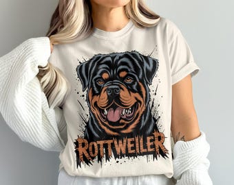 Camiseta de Rottweiler, regalo para amantes de los perros, camiseta con arte de Rottweiler, diseño canino, ropa para dueños de mascotas, camiseta de raza de perro, mamá papá Rottweiler