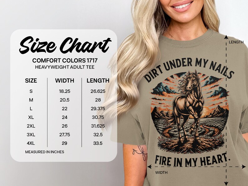 Horse Shirt, Dirt Under My Nails Fire In My Heart, Western Cowgirl Gift, Rustic Equestrian Apparel, Country Farm Life Tee
Horse Lover Gift