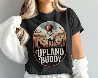 Upland Buddy T-Shirt, Dog and Birds Graphic Tee, Hunting Apparel, Brittany Spaniel Shirt, Countryside T-Shirt, Outdoor Lover Gift