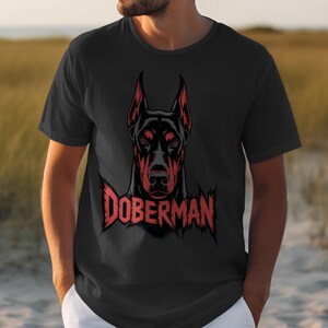 Doberman graphic tee, dog lover shirt, doberman gifts, canine apparel, trendy animal shirt, mens casual wear, pet owner tshirt