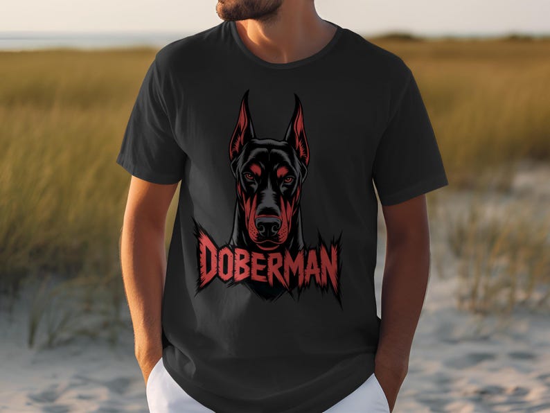 Doberman graphic tee, dog lover shirt, doberman gifts, canine apparel, trendy animal shirt, mens casual wear, pet owner tshirt
