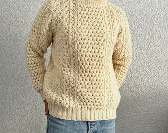 Walco Knitwear Fisherman Sweater Traditionnel Aran Jumper Wool Folk Pattern Winter Knitwear Handloomed en Irlande