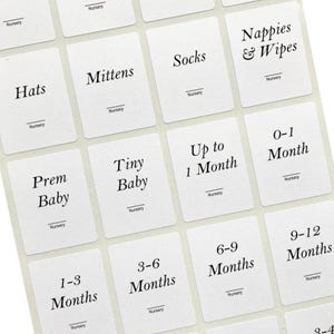 20pk Nursery Organisation Labels | Baby Clothes | New Baby | Home Decor | Children's Organisation | Maternity