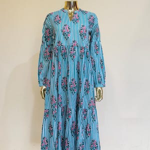 Hand Block Printed Dress | Summer Midi Dress | Cotton Floral Dress | Womens Dress| Handmade in India | Dress with pockets