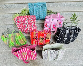 Quilted Cotton Tote Bag, Large Shopping Bag, Travel Bag