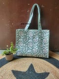 Handmade Quilted Cotton Tote Bag, Reversible Boho Travel Bag product logo