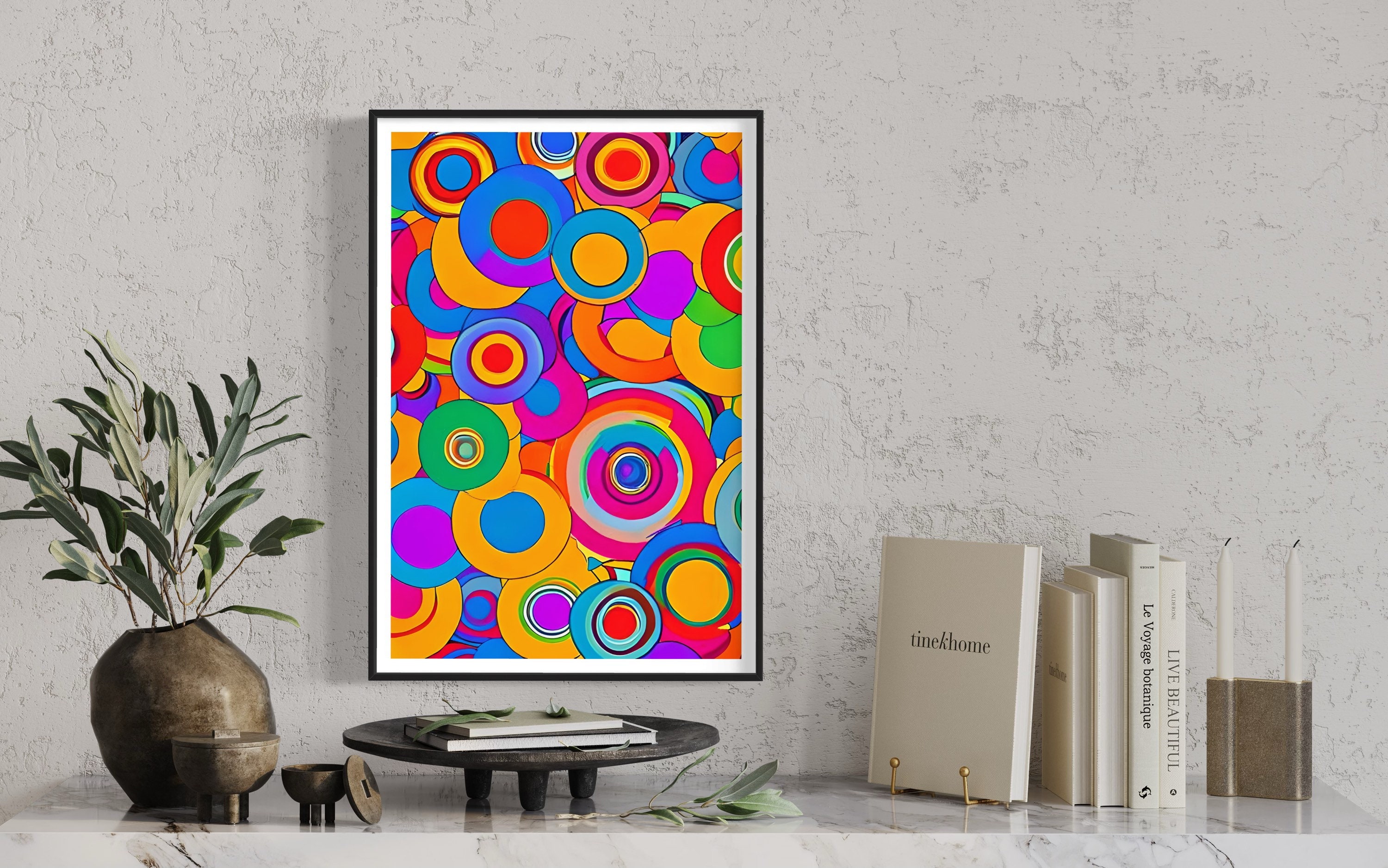 Art Hippie Room Colorful - Circles Poster Shapes Retro Living Colorful Children\'s Bedroom Room Wall Abstract Pop Art Art Etsy