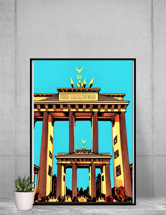 Poster Brandenburg Gate Berlin Retro - Capital Modern Wall Kitchen Deco Etsy Travel Cities Wall Art Art Room Germany Art Dining Pop Room Living