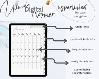 Planificateur numérique 2023/2024 et non daté - Parfait pour les bonnes notes, la notabilité - Planificateur de suivi des finances - Trackers de fitness - Trackers de santé