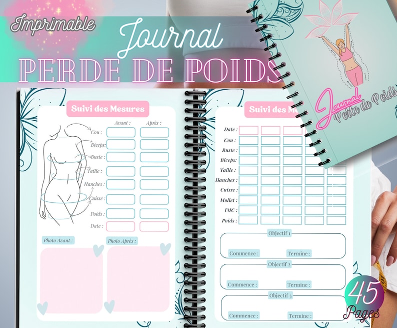 Journal de Perte de Poids, Suivi de Perte de Poids, Planificateur de Fitness, Pour la Perte de Poids, Journal Digital de Perte de Poids image 1