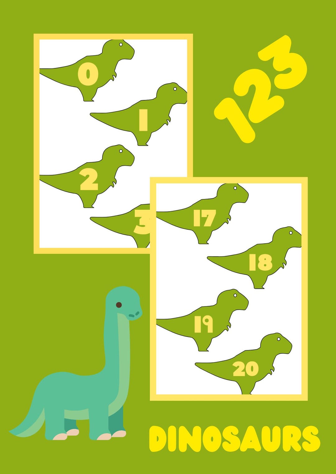 Kids Printable Dinosaur Counting Numbers 0-30 | Preschool ...