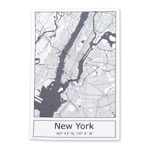 New York: Geschirrtuch/Abtrockentuch/Küchenhandtuch mit Stadtplan bzw. Karte von New York
