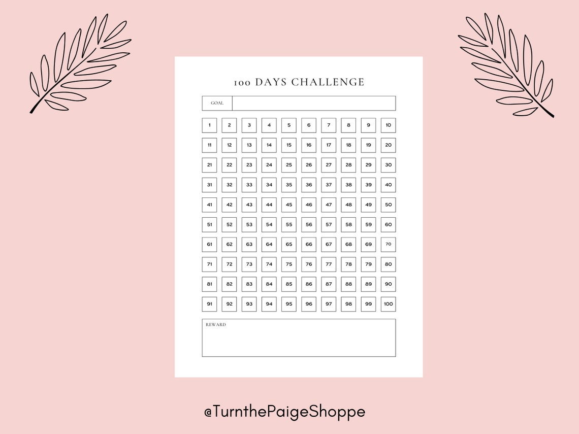 100 Days Challenge Printable PDF Etsy 100 Days Challenge Printable PDF Etsy