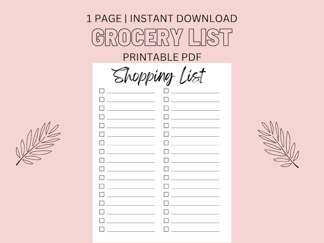 Grocery List | Printable | Digital Download - Etsy