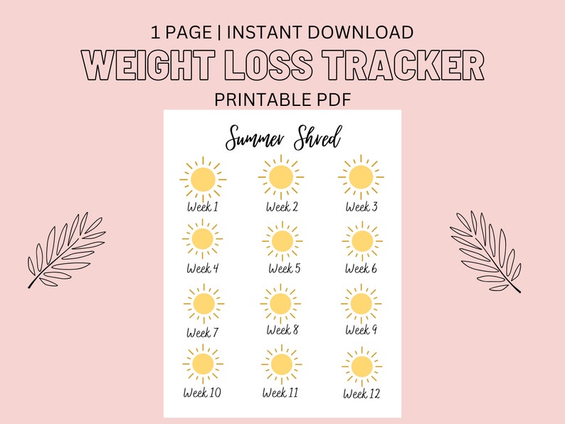 12 Week Weight Loss Tracker | Summer Shred - Etsy