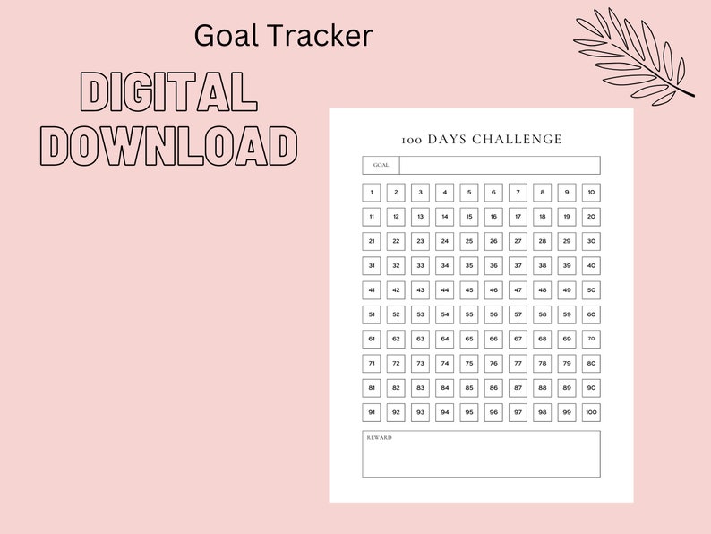 100 Days Challenge Printable PDF - Etsy