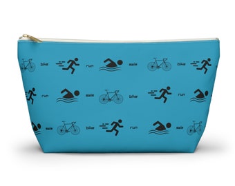 Triathlon Swim Bike Run Athlete Gear Ironman Travel Accessory Pouch w T-bottom Gift Small Large