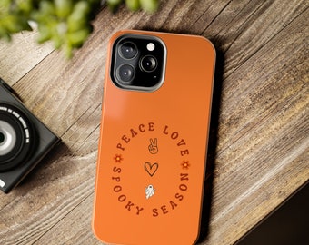Peace Love Spooky Season Ghost Boho Trendy iPhone 12 13 14 Plus Pro Max Tough Phone Cases