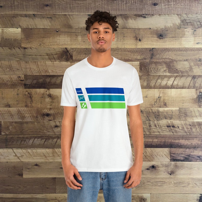 Triathlon Ironman Full Distance Sprint Olympic Retro Stripes Unisex Jersey Short Sleeve Tee Gift image 4