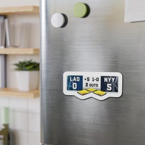 Baseball Die-Cut Magnets | Dodgers Yankees Gift | World Series Champs | Sports Fan Fridge Decor | Best 5th Inning Ever | Team Logo