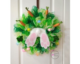 Bunny Treasure, Bunny Butt Wreath, Easter Bunny, Spring Wreath for front door, Spring Bunny Wreath, Easter Egg Wreath, Carrots Wreath, Grass