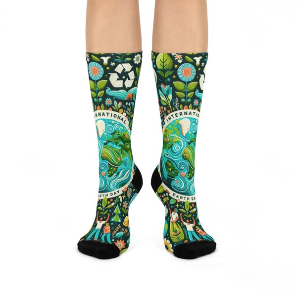 International Earth Day Cushioned Socks Unisex, Fashion For All Ages, Gender Neutral, Trendy Gift, Earth Socks