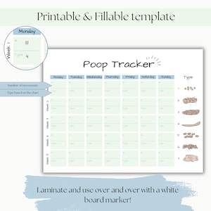 Poop Tracker | Printable & Fillable - Etsy