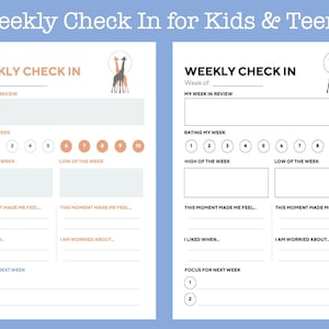 Weekly Check In For Kids & Teens | Journaling Tool for Students and Children | Mental Health and Self Care Tools for Kids