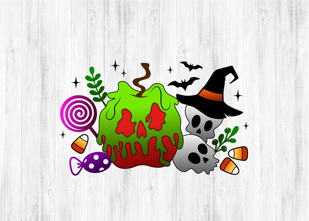 Halloween Rotten Apple Frame SVG PNG, Rotten Apple Svg, Halloween File ...