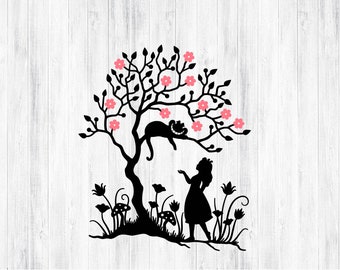 Alice in Wonderland SVG PNG for Cricut and Silhouette, Cheshire Cat Svg, Wonderland File Cut, Alice and the Hatter Svg