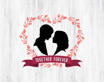 Wedding Heart Wreath SVG PNG, Together Forever Couple Svg, Couple File Cut, Wedding Bride and Groom Svg