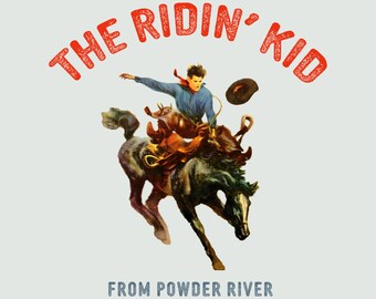 Vintage Cowboy PNG: grafica retrò di un cavallo da rodeo (download digitale)