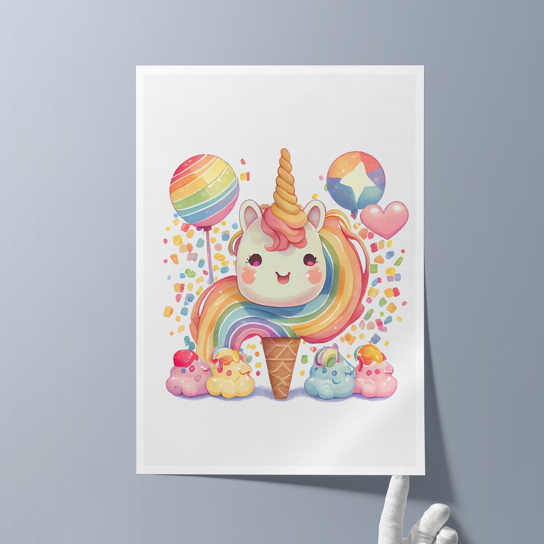 Unicorn Wall Art Printable Unicorn Art Candy Rainbow Etsy